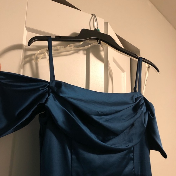 teal satin gown - Picture 11 of 13